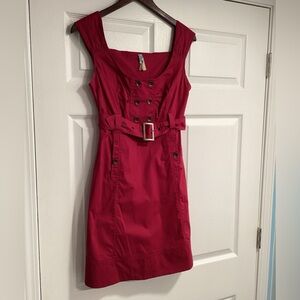 Maeve Anthropologie Fuchsia Red Trench Coat Dress